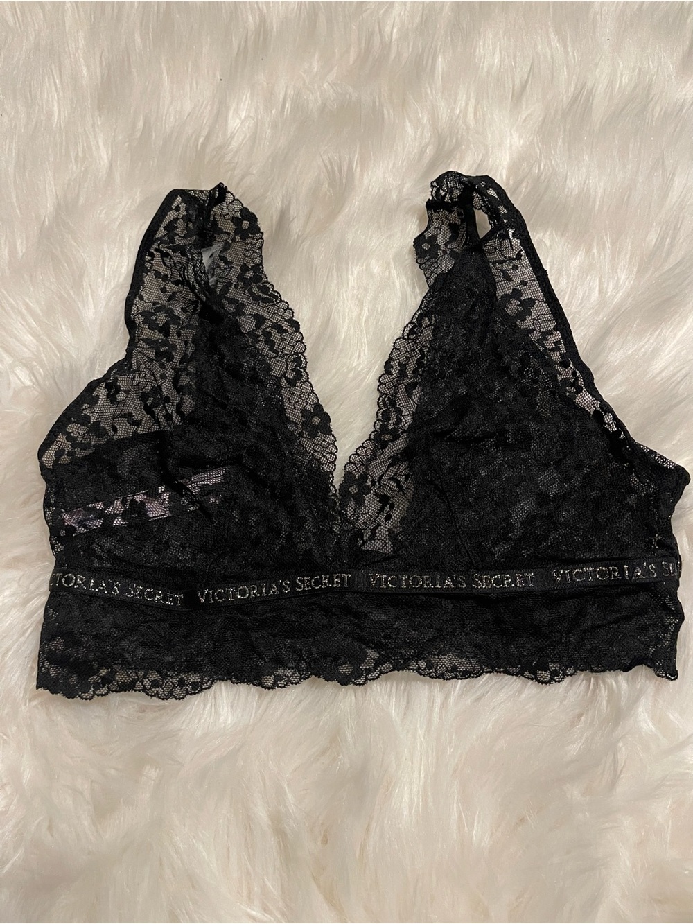 Victoria's Secret Black Lace Logo Bralette